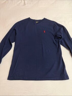 Polo by Ralph Lauren Navy Long-Sleeve V-Neck with Red Pony
